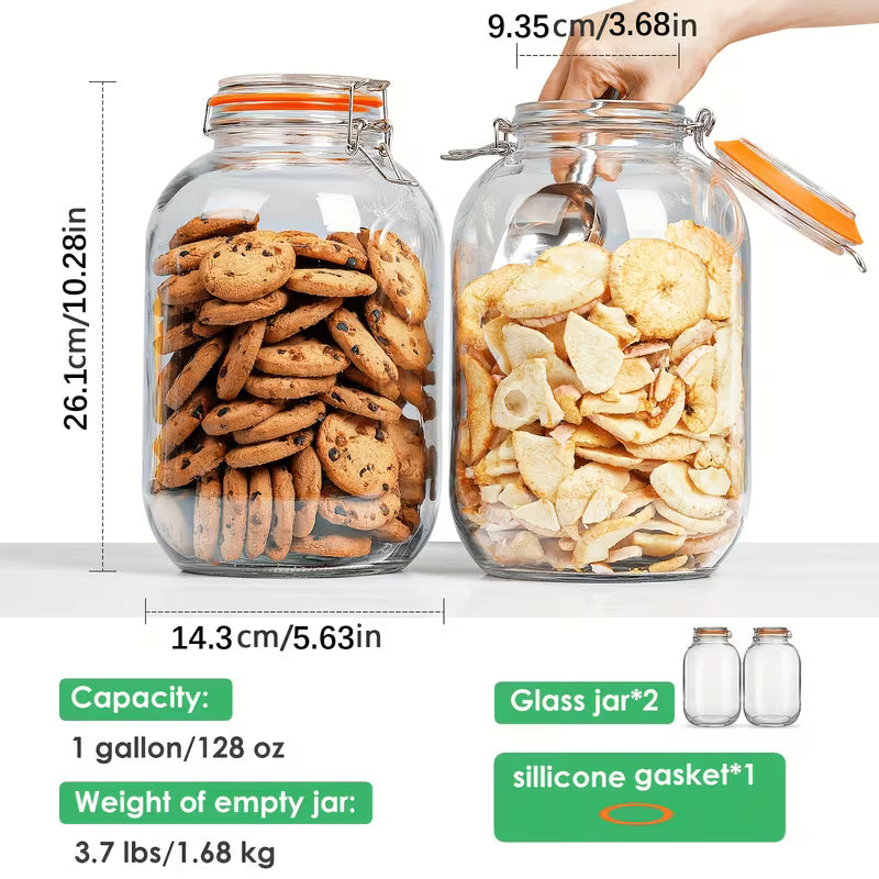 4-Pack 1-Gallon Glass Mason Jars with Airtight Hinged Lids
