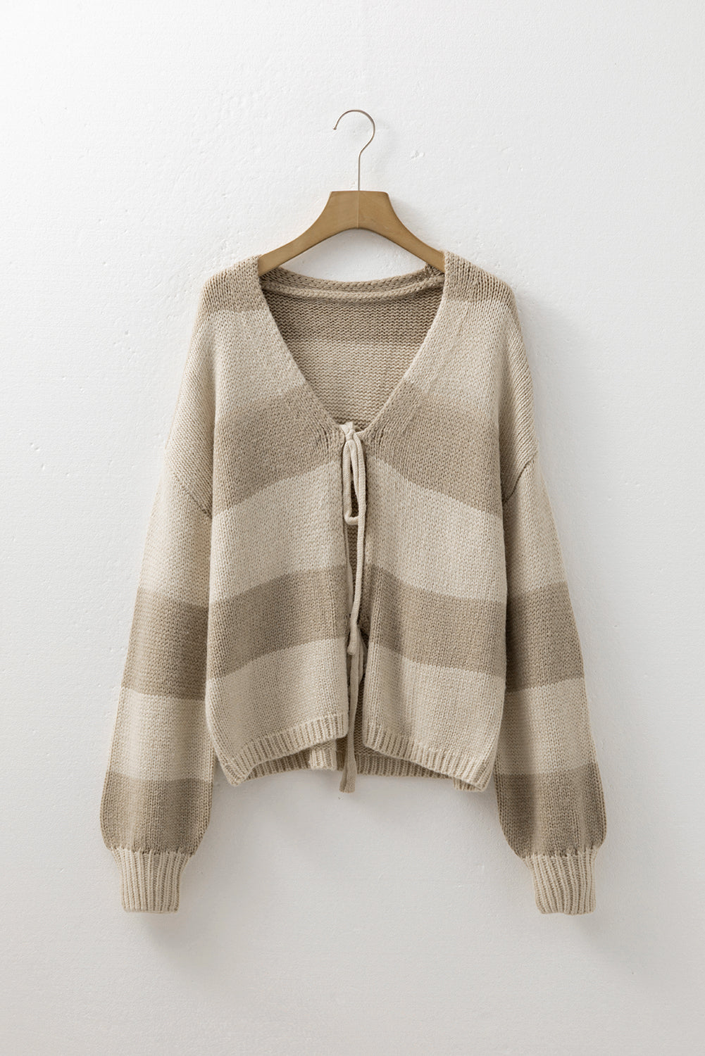 Stripe Colorblock Bow Tie Front Sweater Cardigan