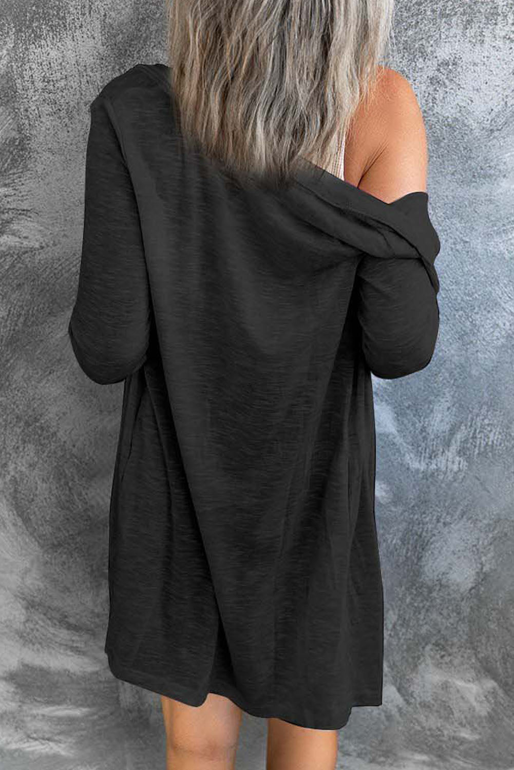 White Longline Open-Front Buttoned Cardigan - Lightweight Knit
