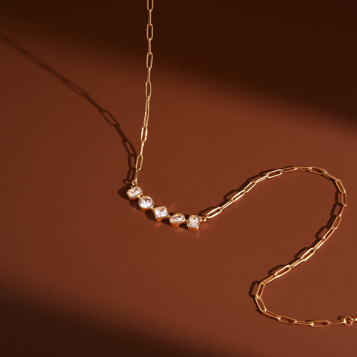 Zircon Pendant Necklace and Chain Tassel Earring Jewelry Set