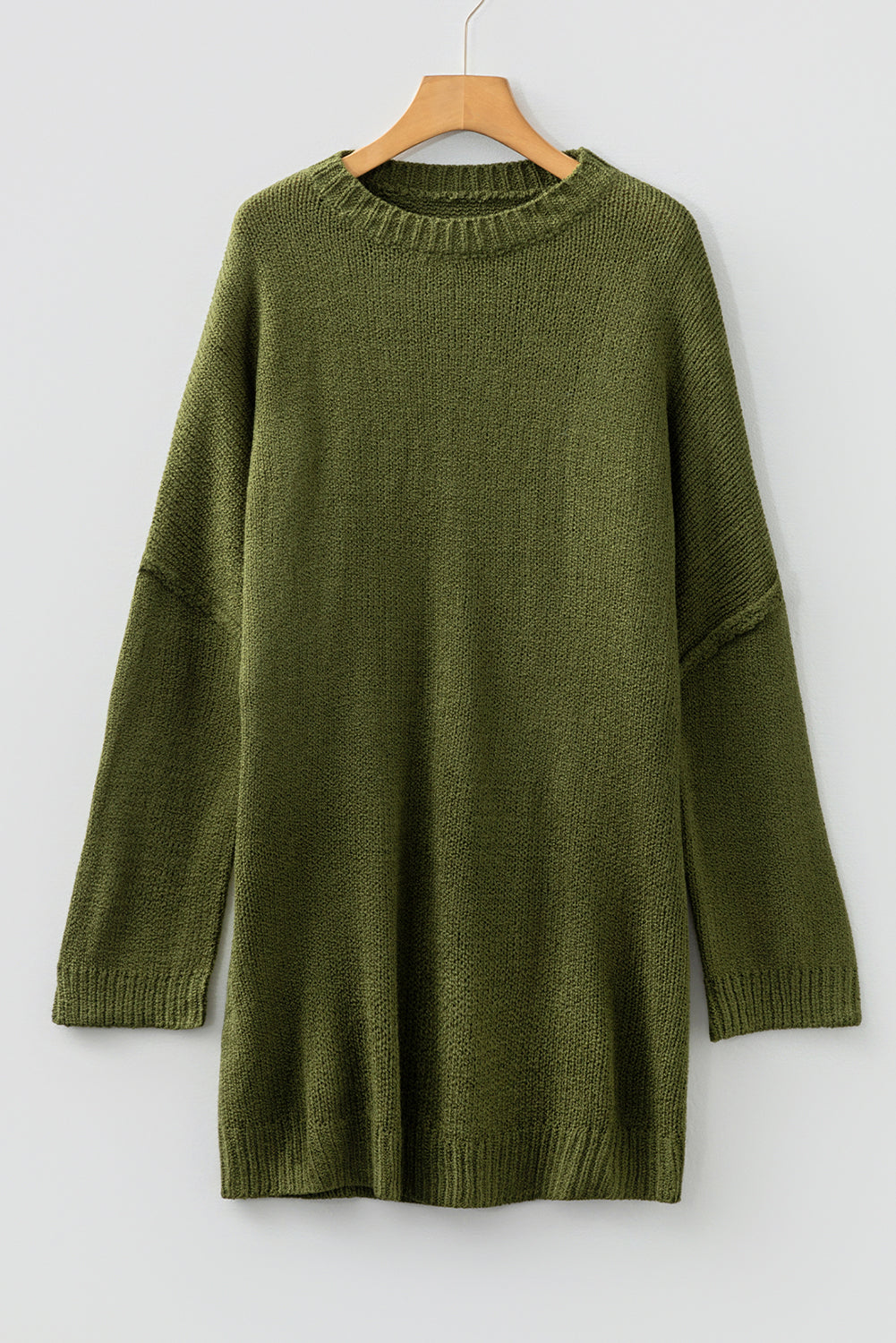 Solid Slouchy Drop Shoulder Sweater Dress