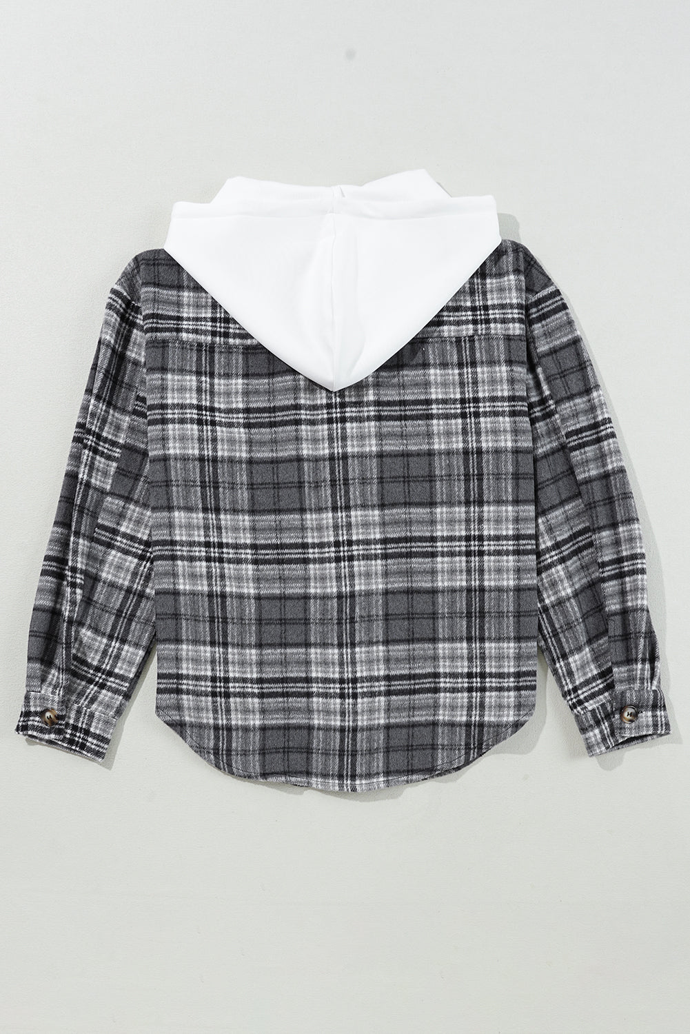 Plaid Pocketed Button-Up Hooded Shacket