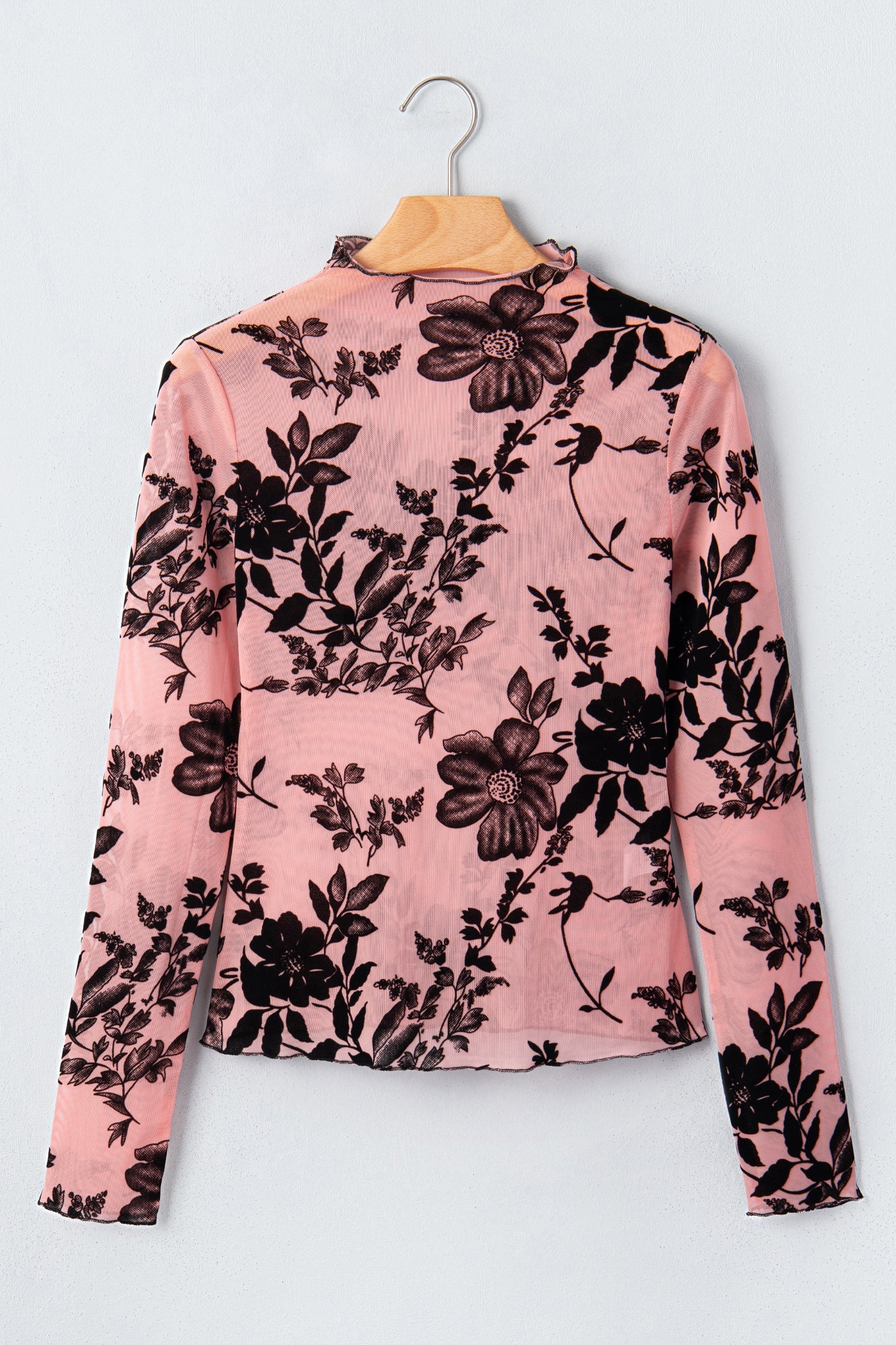Floral Retro Mesh Long Sleeve Blouse for Women