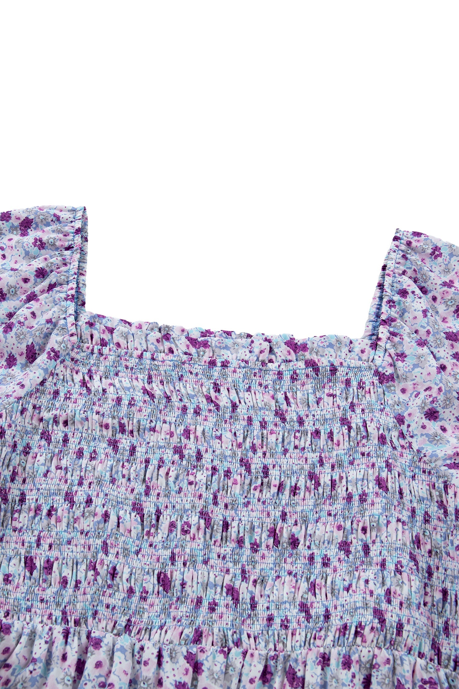 Kelsey Square Smocked Maxi Dress with Puff Sleeves and Floral Print