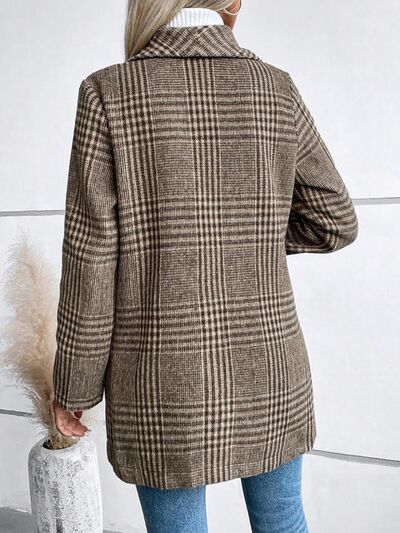Women's Plaid Collared Button-Down Jacket Lightweight Shacket