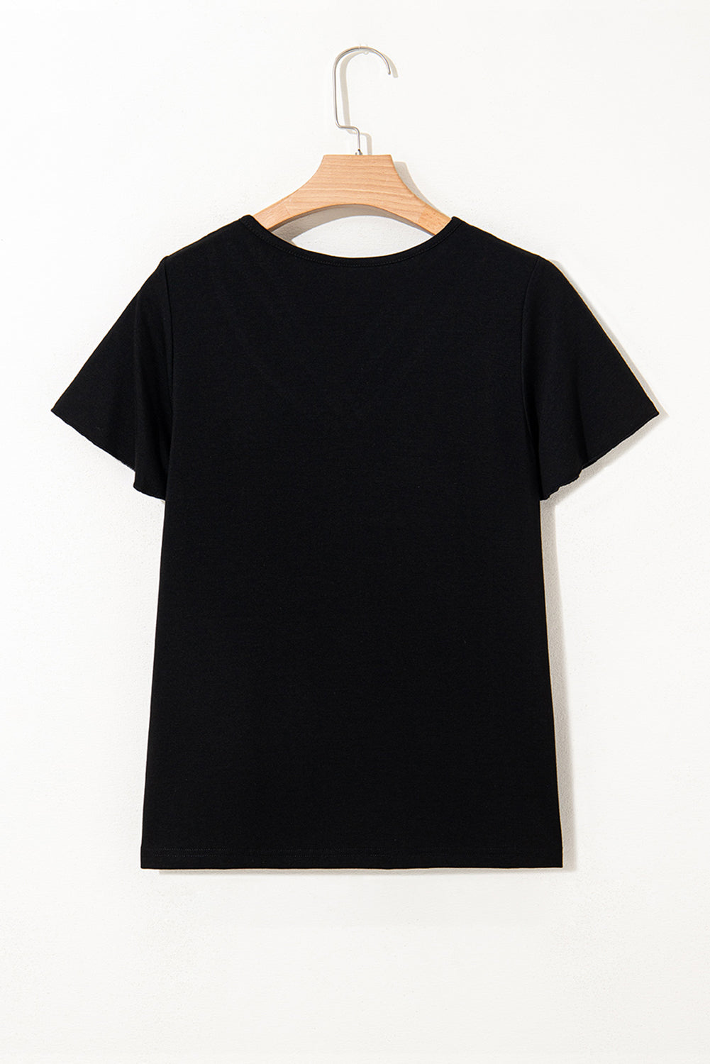 Black Crisscross V-Neck Butterfly Sleeve T-Shirt