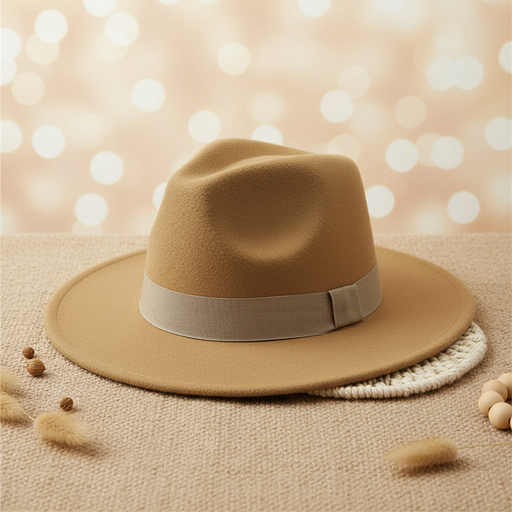 Wide Brim Bell Crown Felt Hat – Unisex Minimalist Sun Hat
