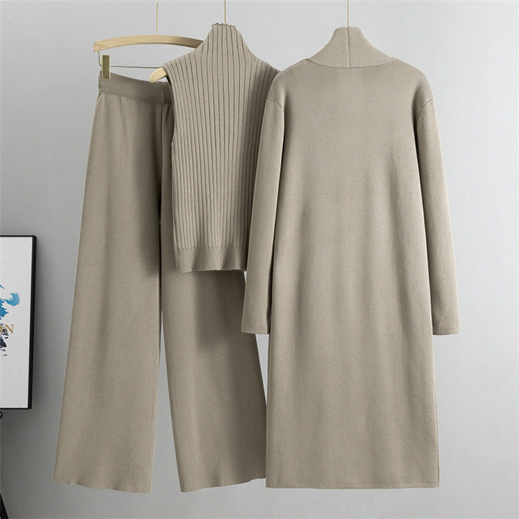 3-Piece Women's Knit Lounge Set: Sleeveless Vest, Cardigan & Pants