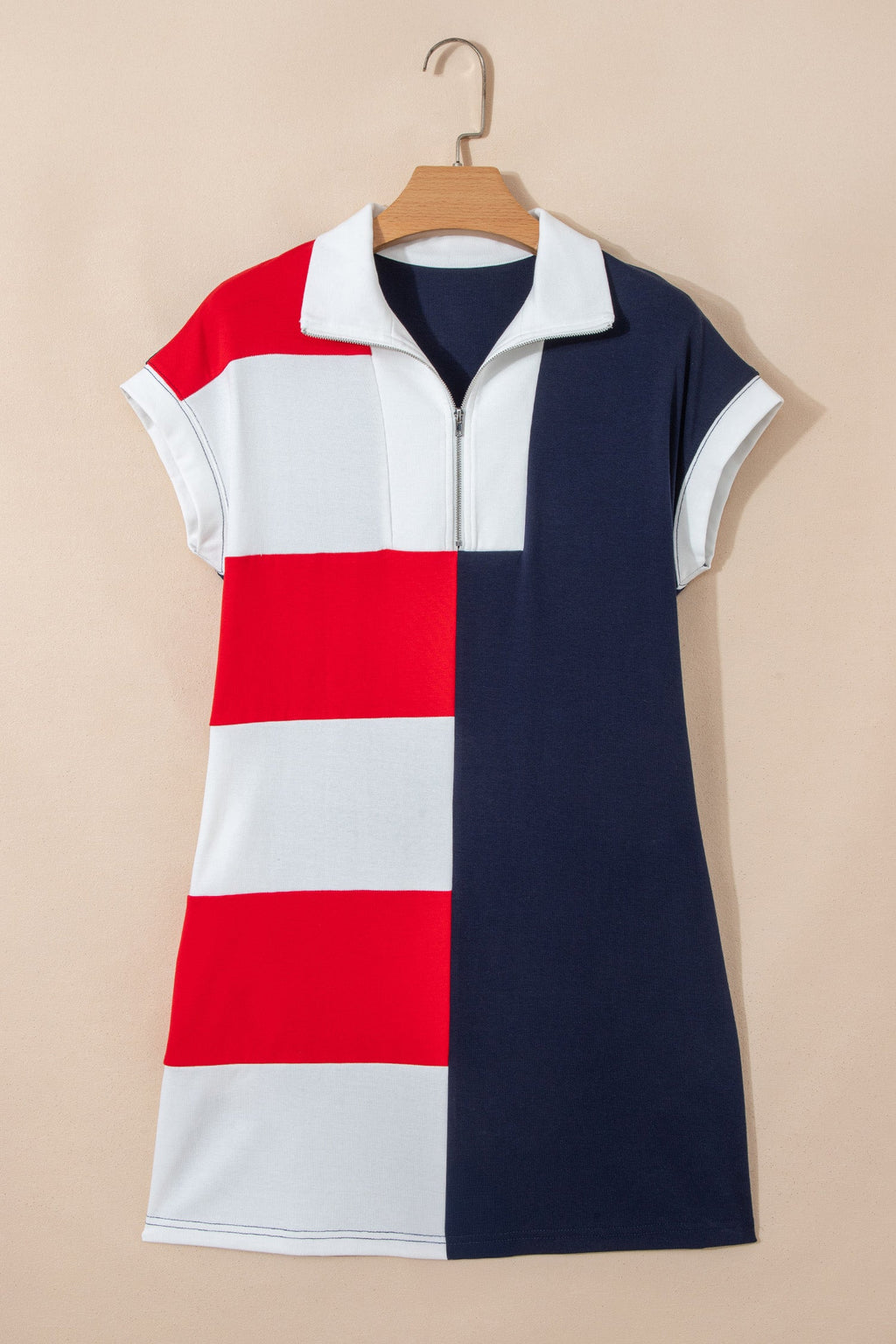 Mallory Up Collared Striped T-Shirt Dress