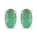 0.38 Carat Genuine Zambian Emerald 10K White Gold Earrings
