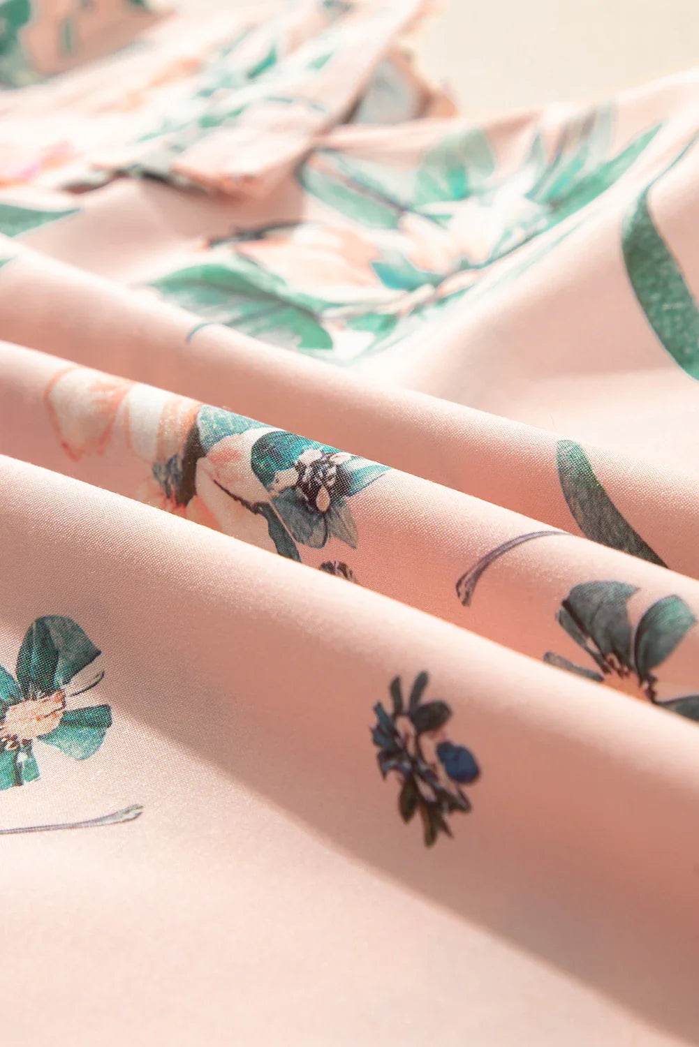 Floral Frilled V-Neck Blouse in Pink