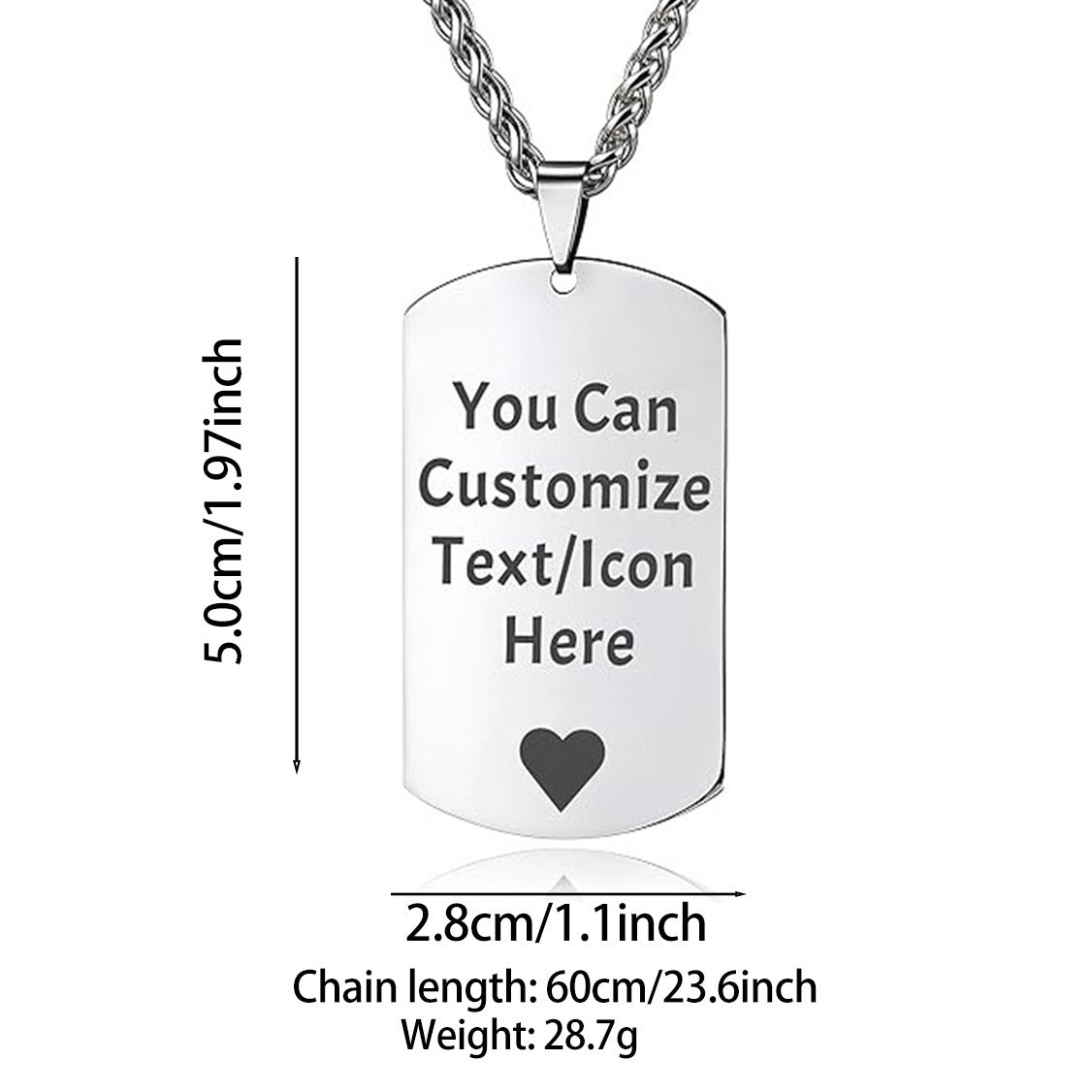 Customized Alloy Necklace With Lettering And Photo Exchange