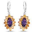 6.54 Carat Genuine Amethyst & Madeira Citrine .925 Sterling Silver Earrings