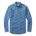 Men's long sleeve cotton button-down shirt with TIKI paradise print