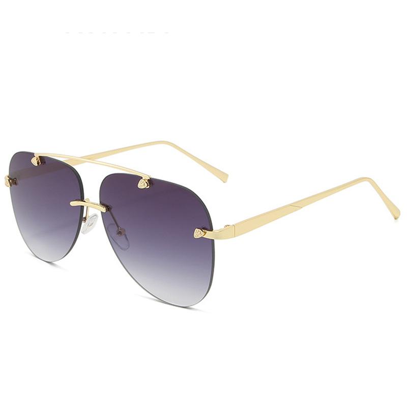 Unisex Trendy Pilot Rimless Mirror Sunglasses UV400 Gradient