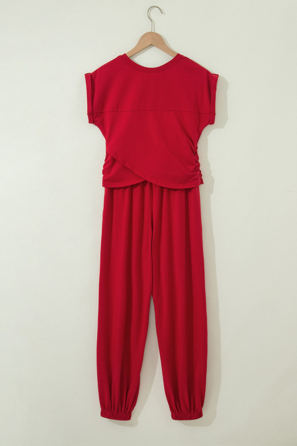 Solid Cropped Top and Jogger Pants Athleisure Set