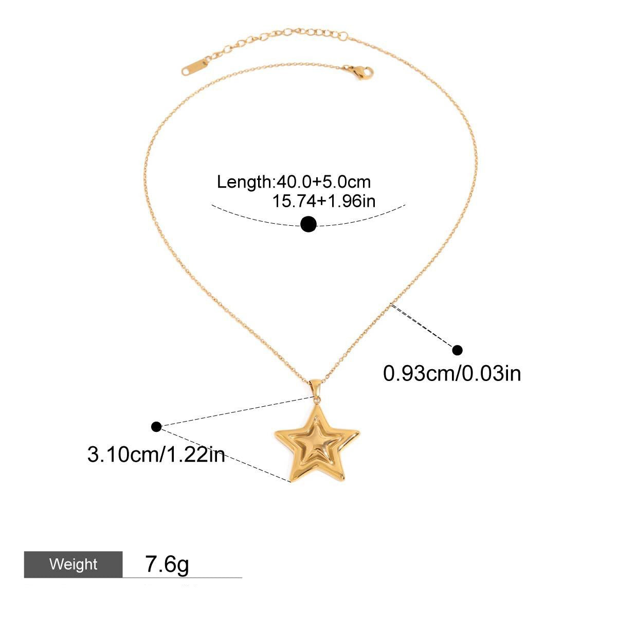 18K Gold Pentagram Design Exquisite Fashion Necklace Ring Set