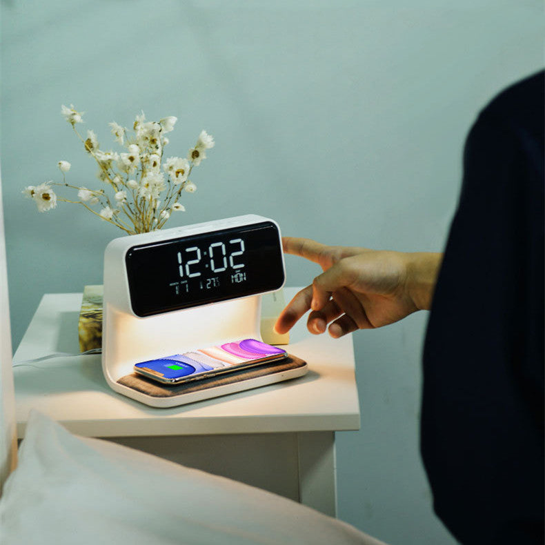 3-in-1 Minimalist Bedside Lamp, Wireless Charger & Alarm Clock