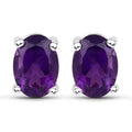 1.60 Carat Genuine Amethyst .925 Sterling Silver Earrings