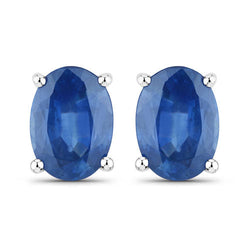 1.90 Carat Genuine Blue Sapphire 14K White Gold Earrings