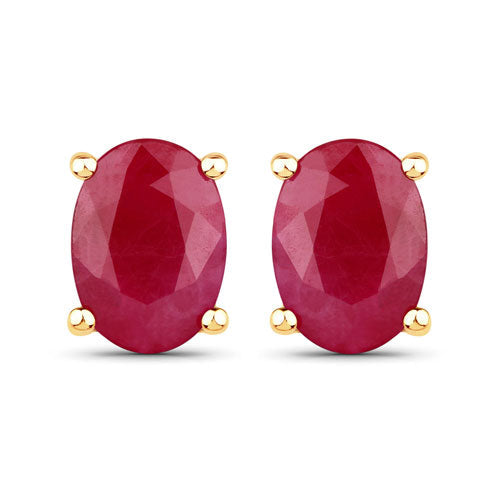 1.70 Carat Genuine Ruby 10K Yellow Gold Earrings