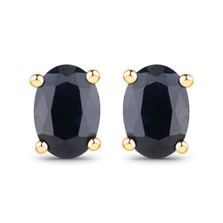 0.96 Carat Genuine Blue Sapphire 10K Yellow Gold Earrings