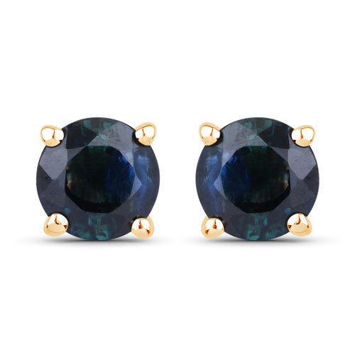 1.30 Carat Genuine Blue Sapphire 10K Yellow Gold Earrings