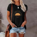 Women's Sunrise Print Round Neck Short Sleeve T-Shirt - Image 8