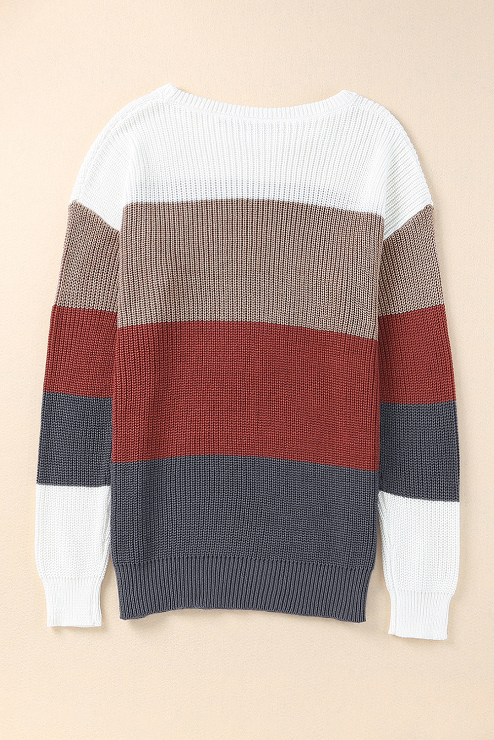 Colorblock Stripe Round Neck Pullover Sweater