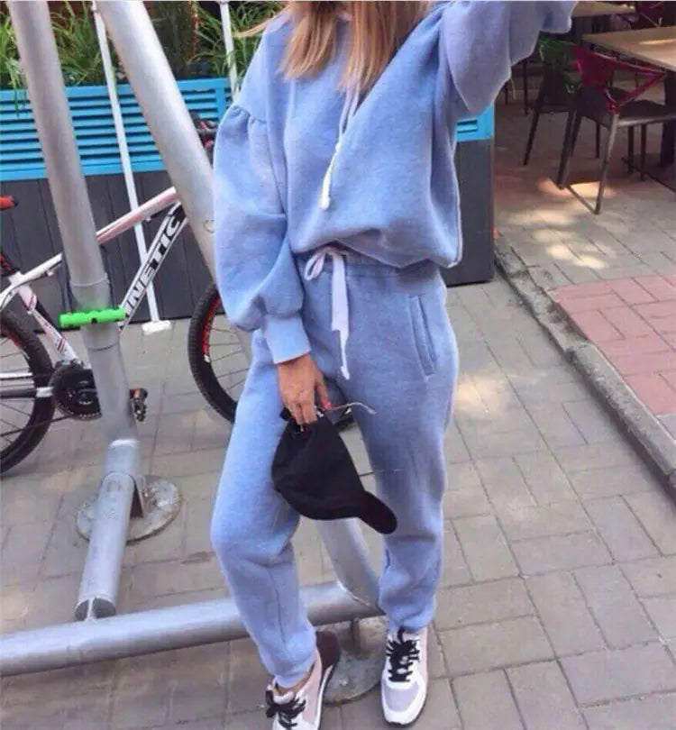 Women's Hooded Crop Sweatshirt Set - 2 Pieces