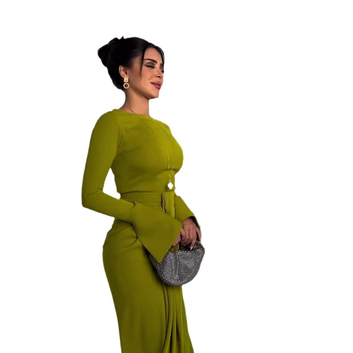 Graceful High-Waisted Satin Banquet Long Dress