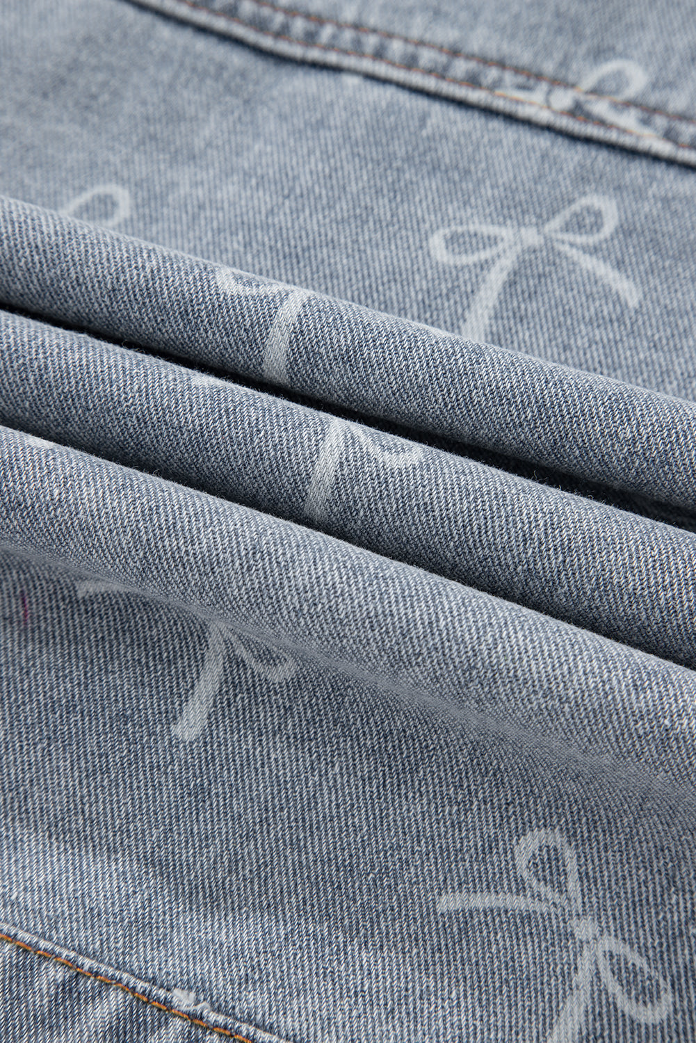 Denim Bow Light Wash Raw Hem Jacket
