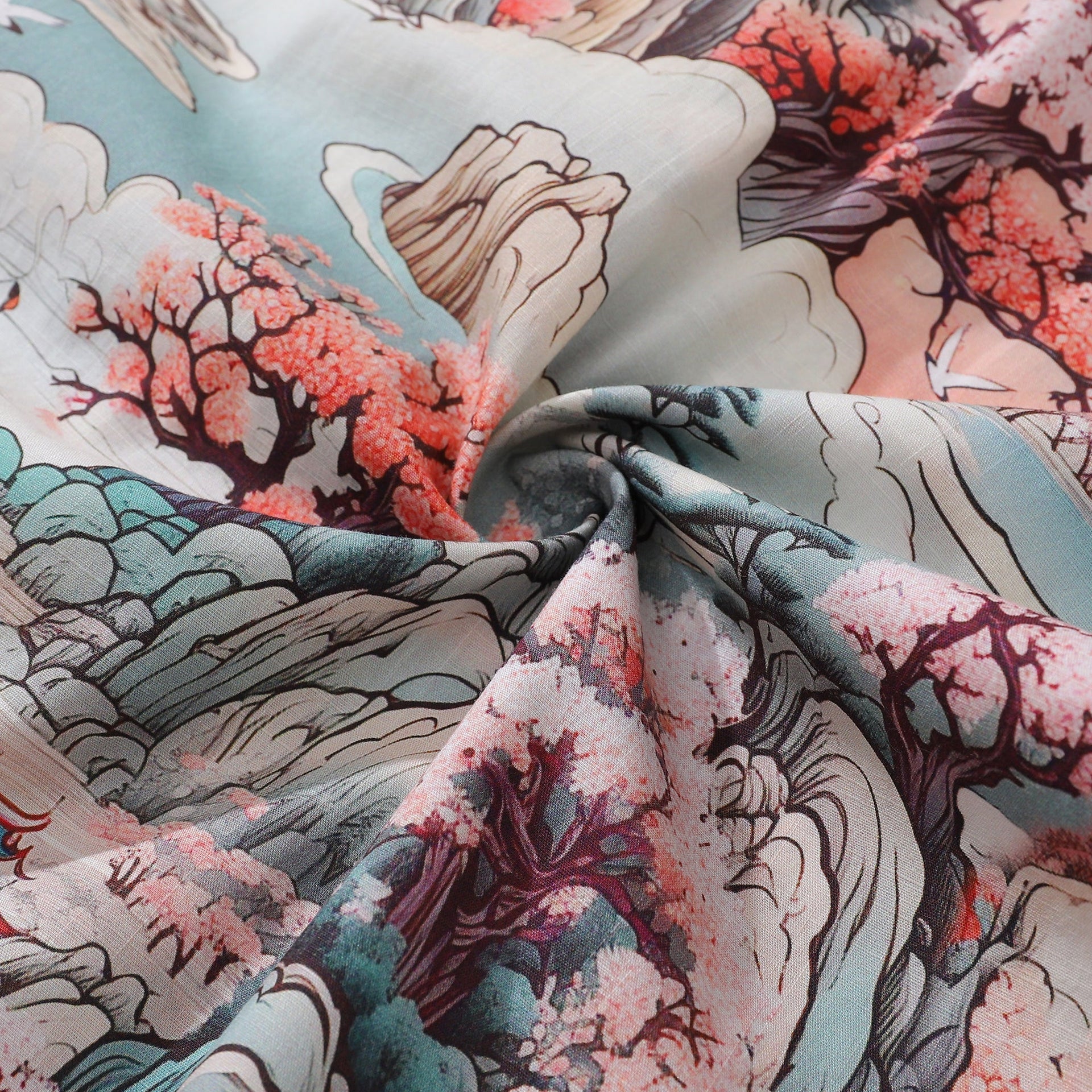 Wonderland Print Short Sleeve Hawaiian Camp Collar Shirt