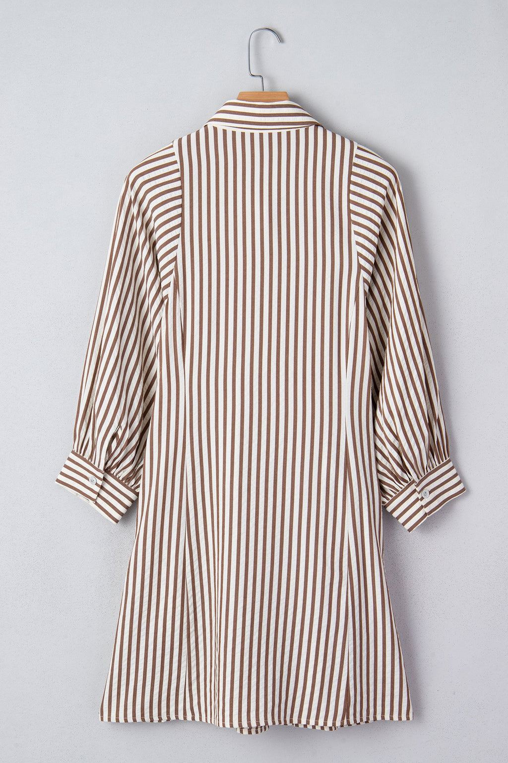 Stripe Knot Waist Sleeve Button Down Dress