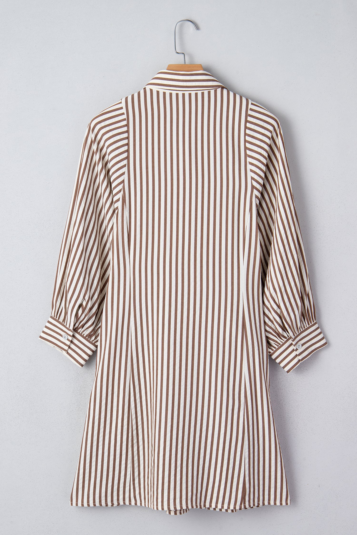 Stripe Knot Waist Sleeve Button Down Dress