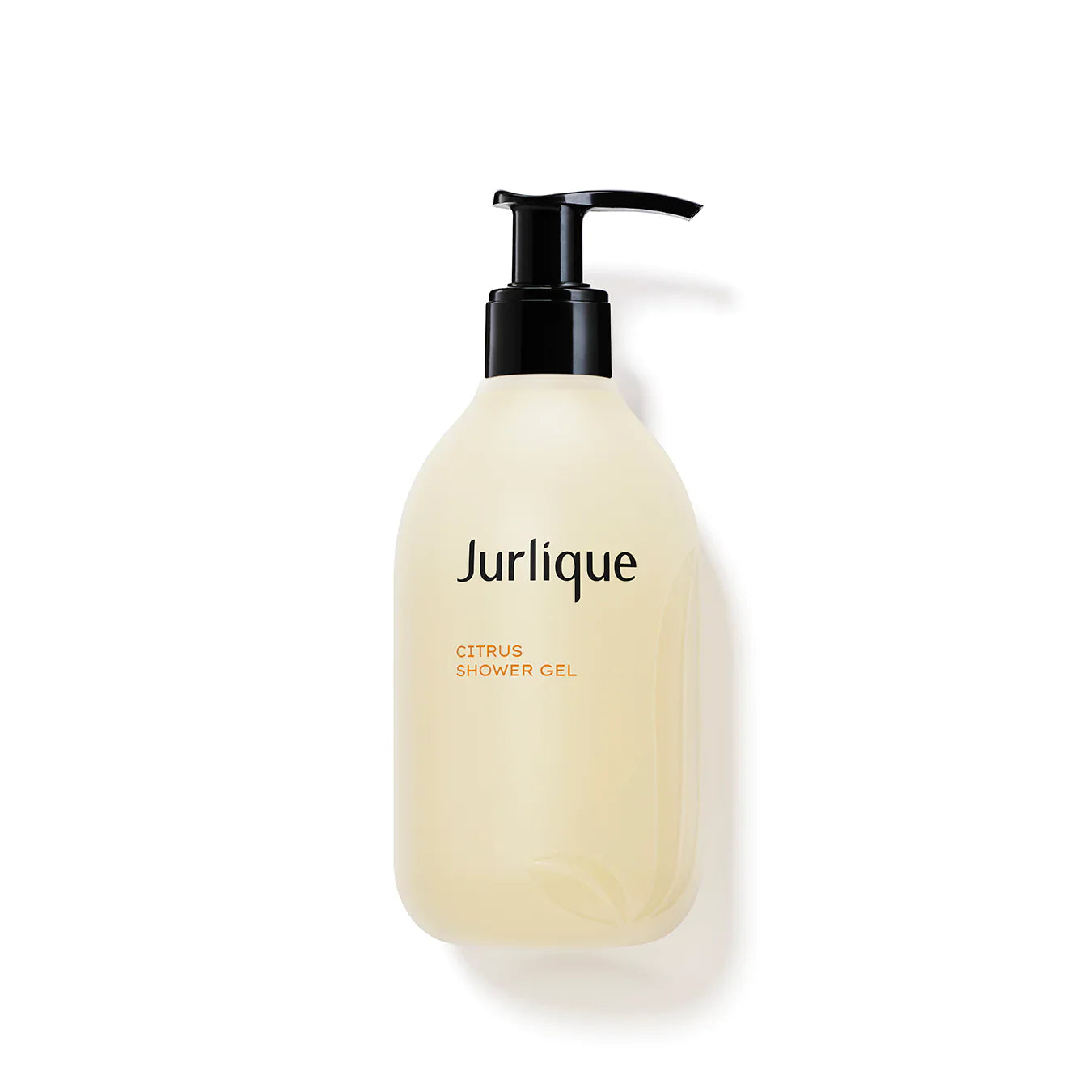 Jurlique Citrus Shower Gel bottle 10 oz in a minimalist clear and white packaging design.