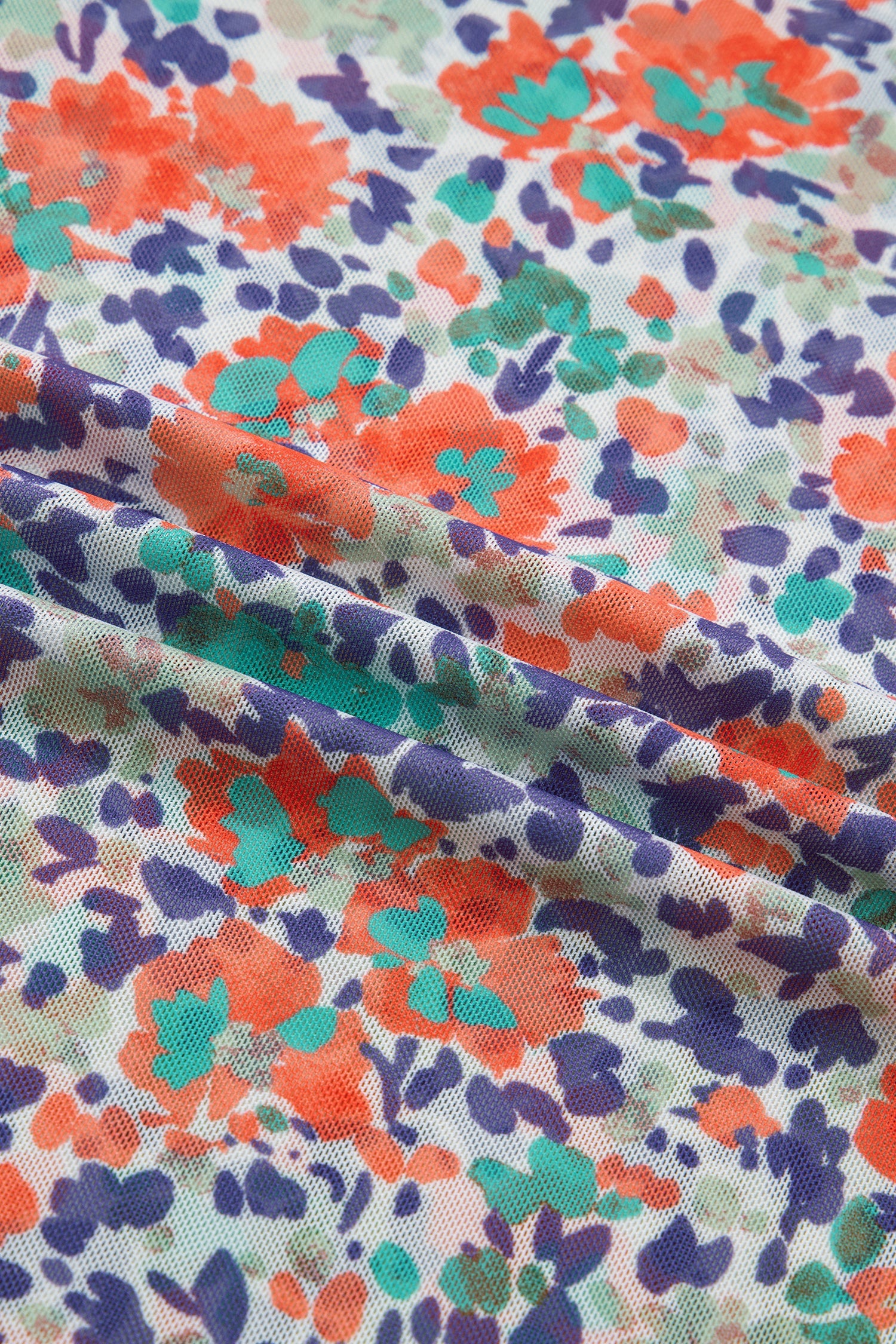 Floral Mesh Long Sleeve Mock Neck Top