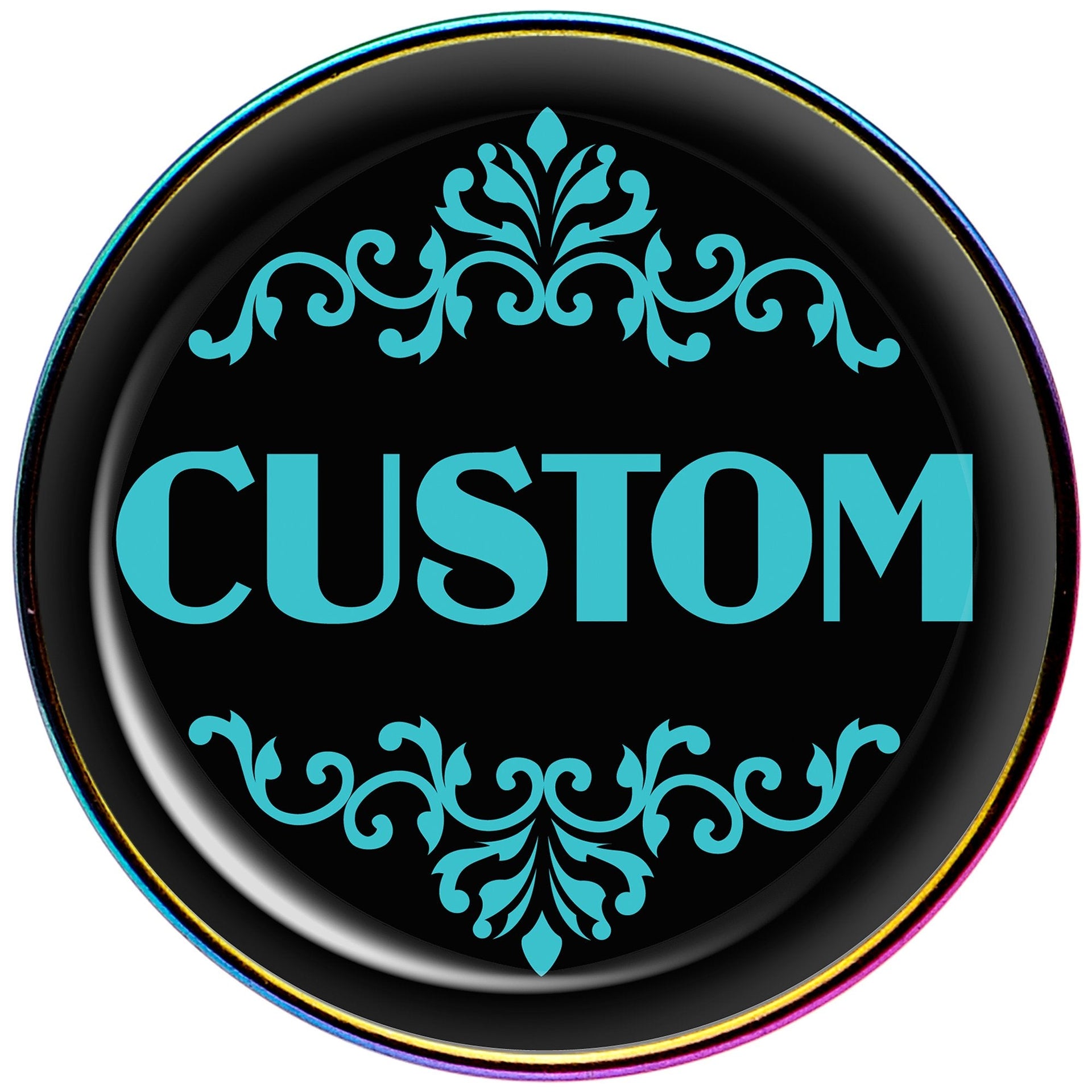 Custom Teal Personalized Name Rainbow Barbell Tongue Ring