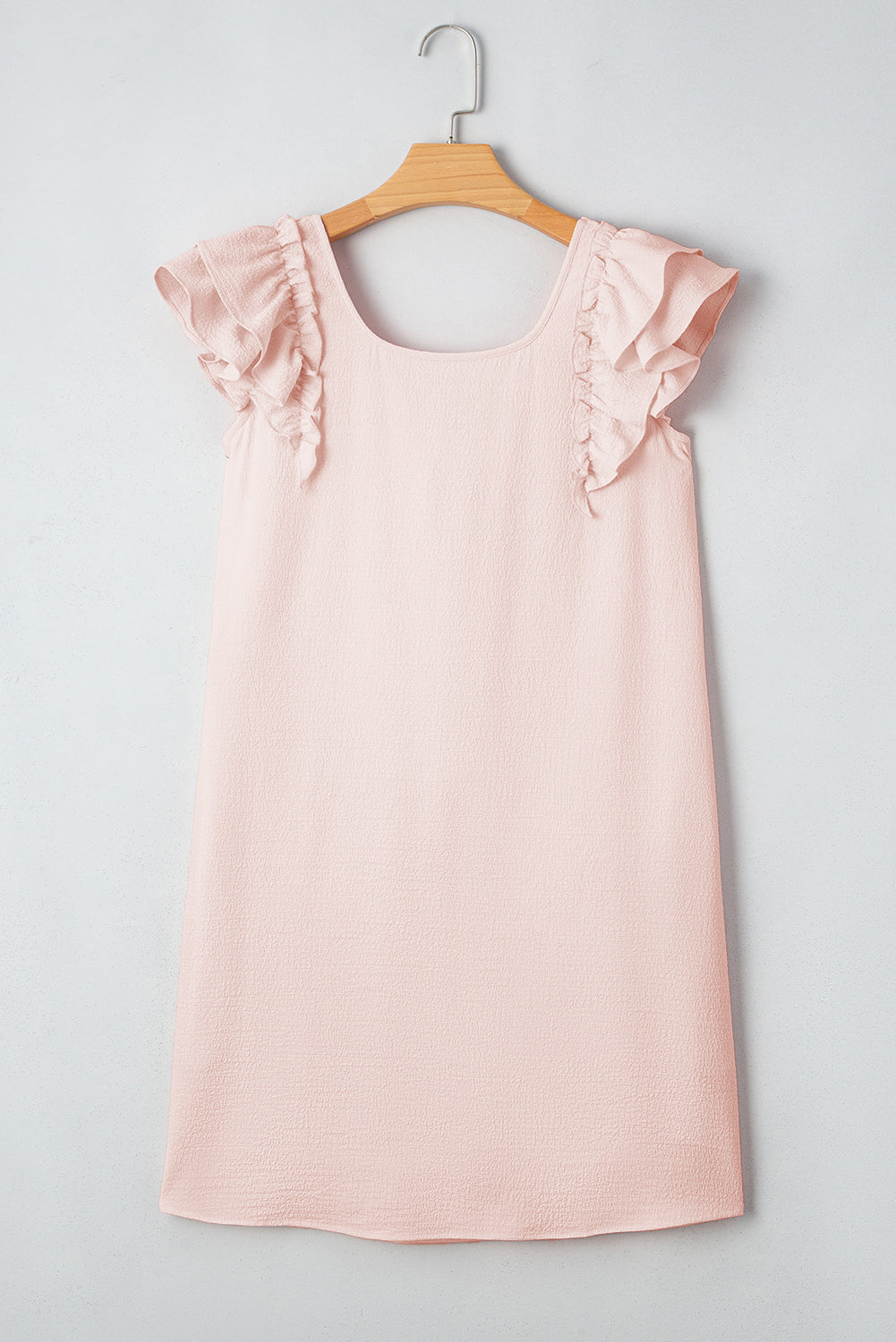 Light Pink Flutter Sleeve Square Neck Bow Back Mini Dress