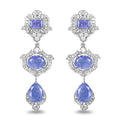 7.73 Carat Genuine Tanzanite and White Topaz .925 Sterling Silver Earrings