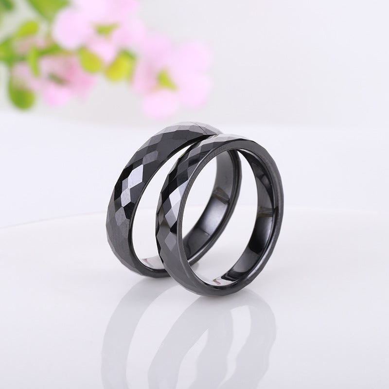 Multi-faceted Rhombus Ceramic Ring For Men