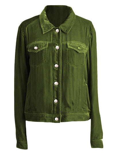 Women's Casual Velvet Button-Up Long Sleeve Jacket