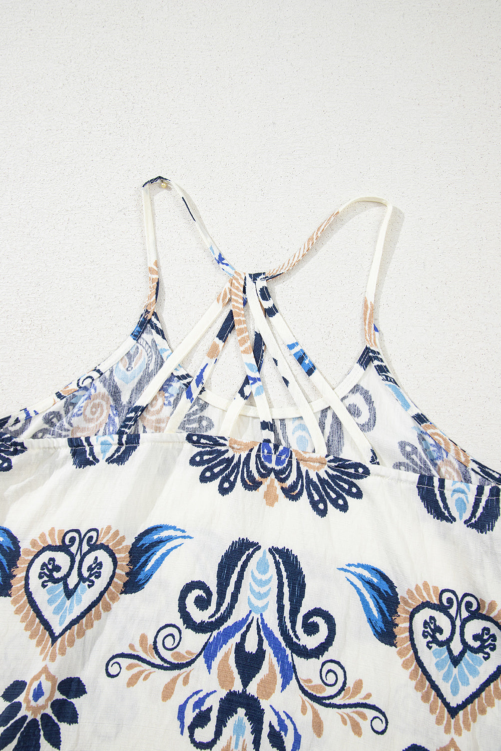 Blue Bohemian Fashion Print Spaghetti Straps Loose Tank