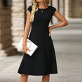 Black A-Line Mid-Length Skirt with Zipper Detail