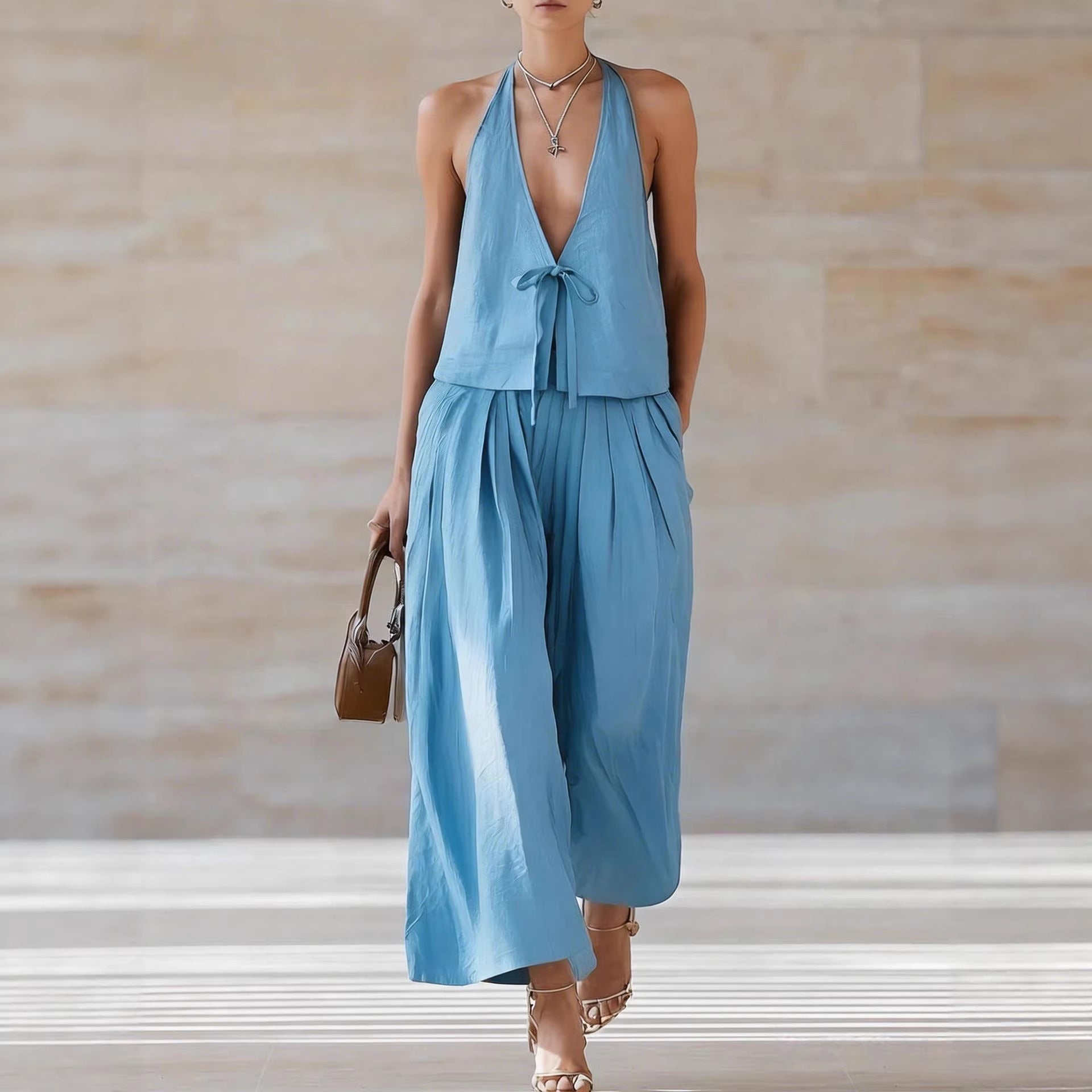 Women's Sleeveless Vest and Wide-Leg Pants Two-Piece Set - Image 5