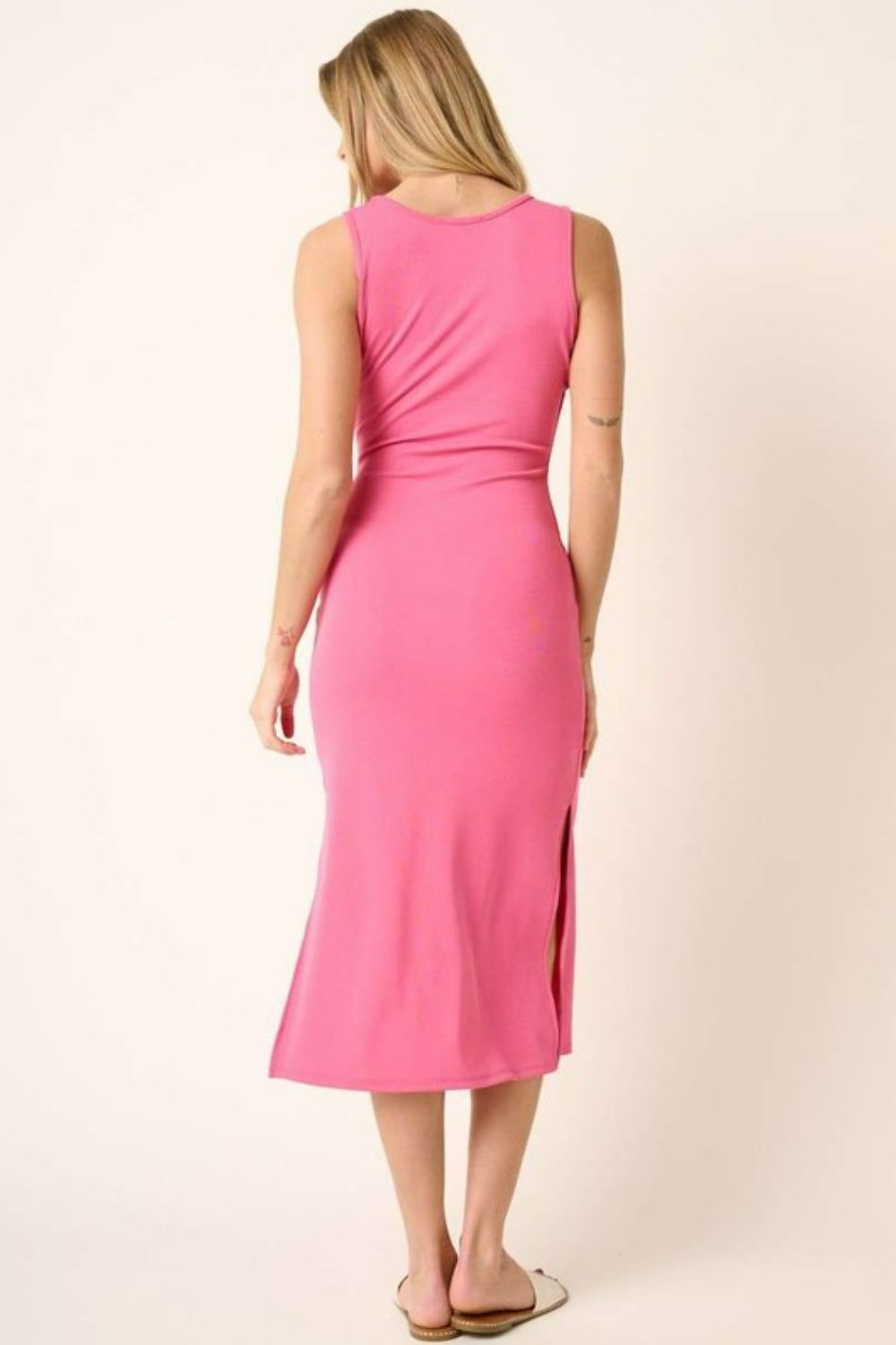 Side Slit Wide Strap Midi Tank Dress
