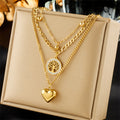 European And American Retro Butterfly Pearl Double-Layered Necklace For Women, Cross-Border Light Luxury Niche Stainless Steel Gold-Plated Jewelry Necklace