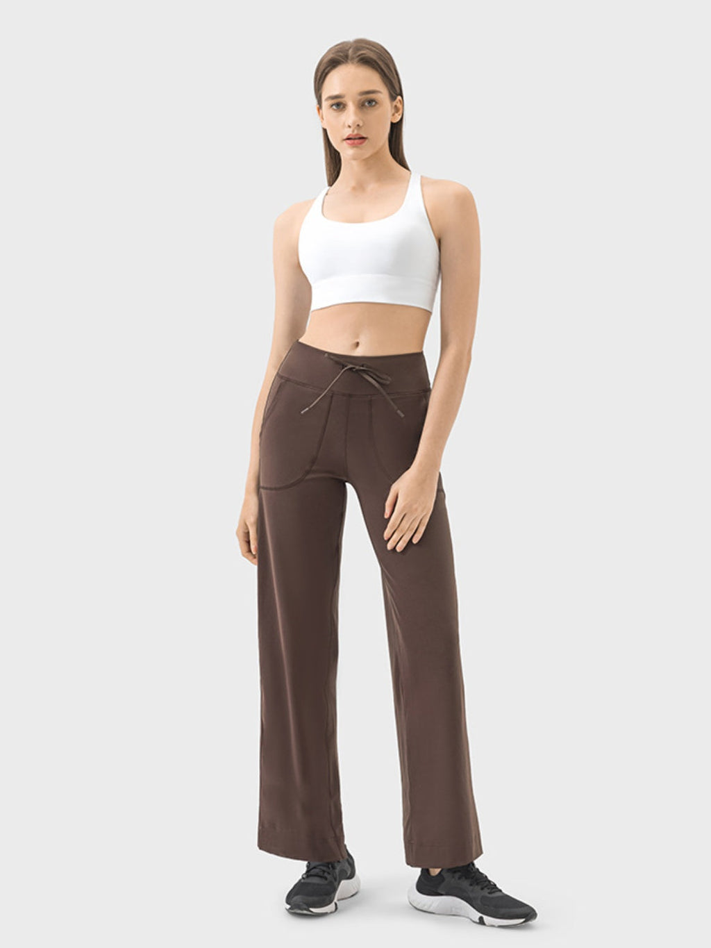 Women's Drawstring Active Pants with Pockets in Blue - Image 9