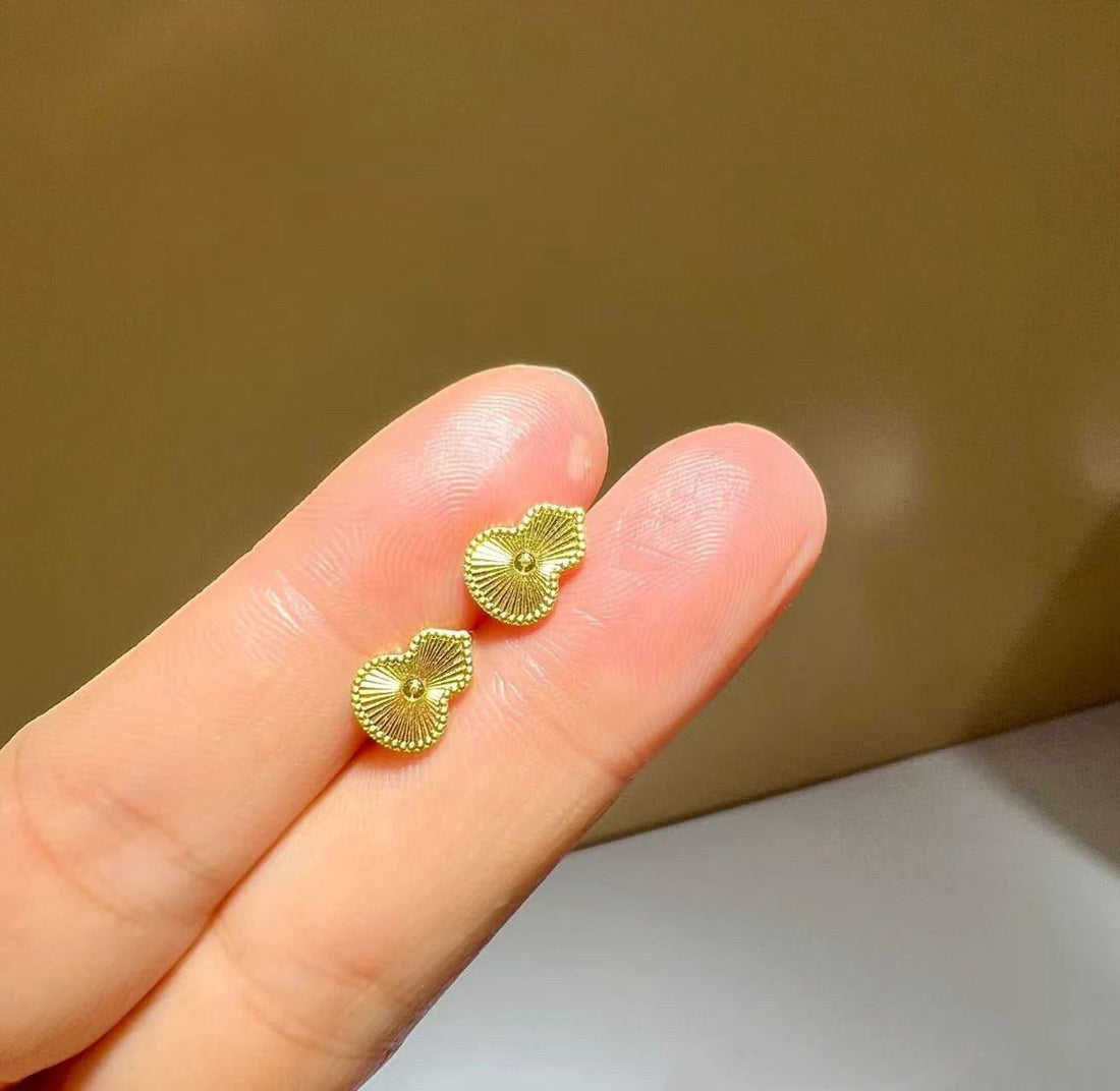 Mini Heart Stud Earrings Gold Plated Daily Wear Niche Jewelry