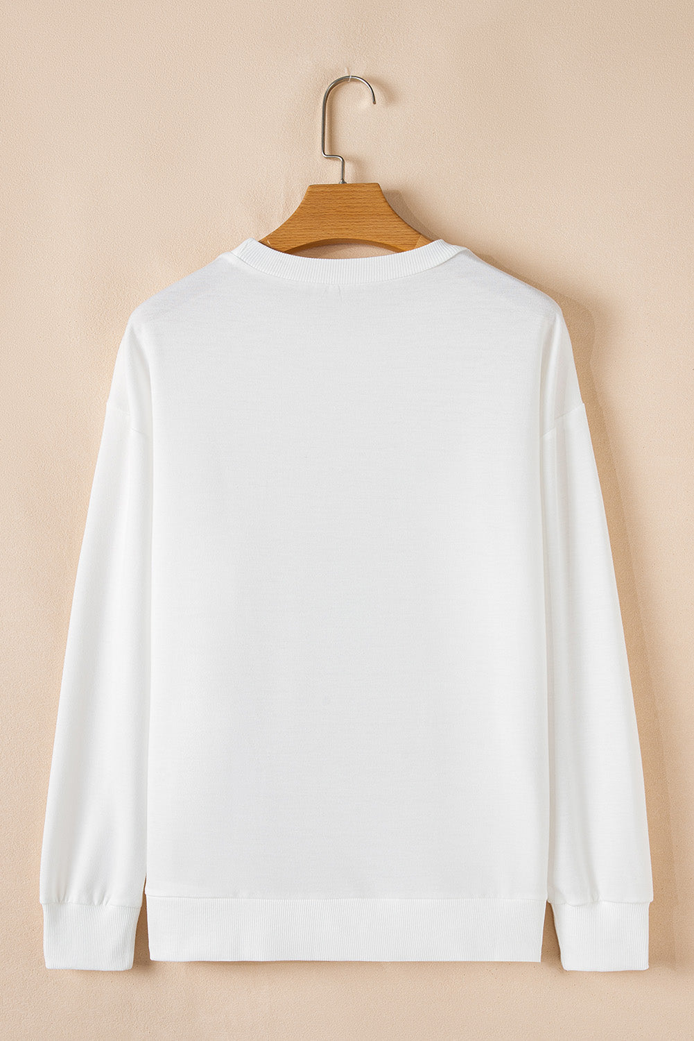 White Oversized Sweatshirt with Pink Sequin Bowknot Detail - Image 7